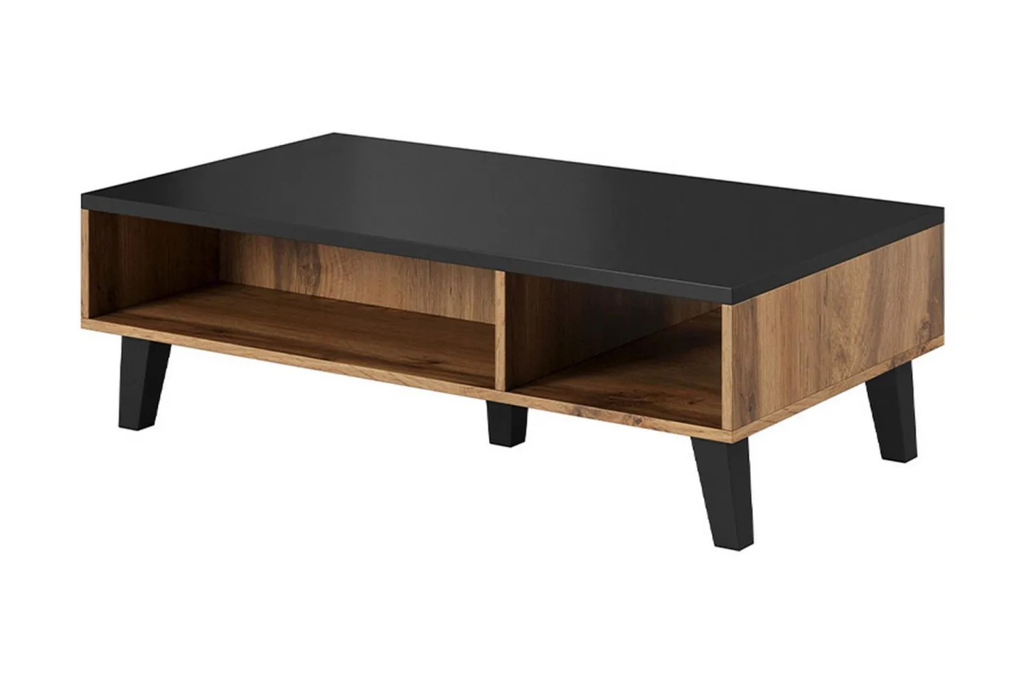 Kardos Soffbord 110 cm med Förvaring Hyllor - Natur/Svart