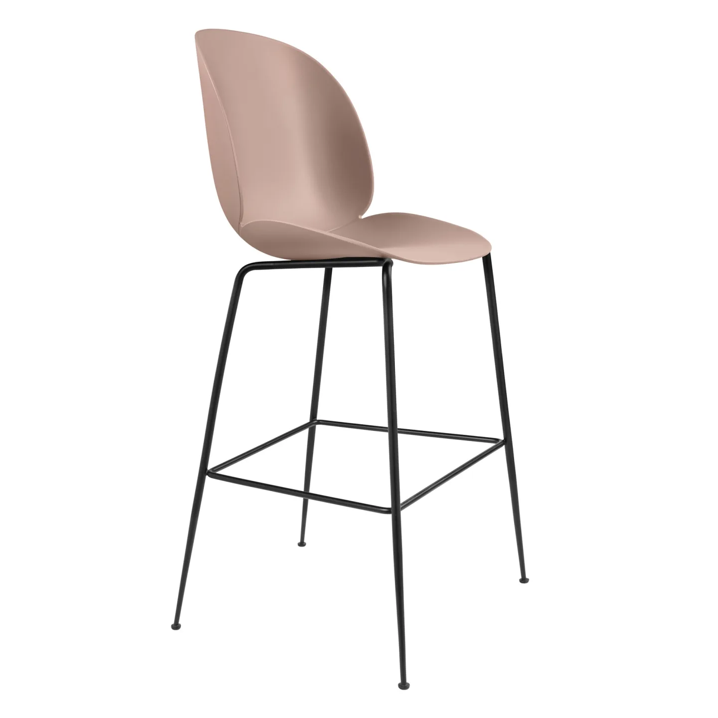 Gubi - Beetle Bar Chair Un-upholstered, Conic Base Black, Sweet Pink Shell, - Barstolar - GamFratesi - Rosa - Metall/Plast