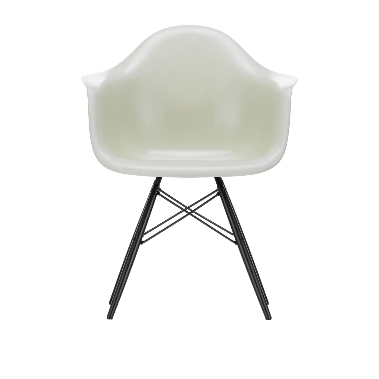 Vitra Eames Fiberglass Armchair DAW karmstol Parchment-svartbetsade lönnben