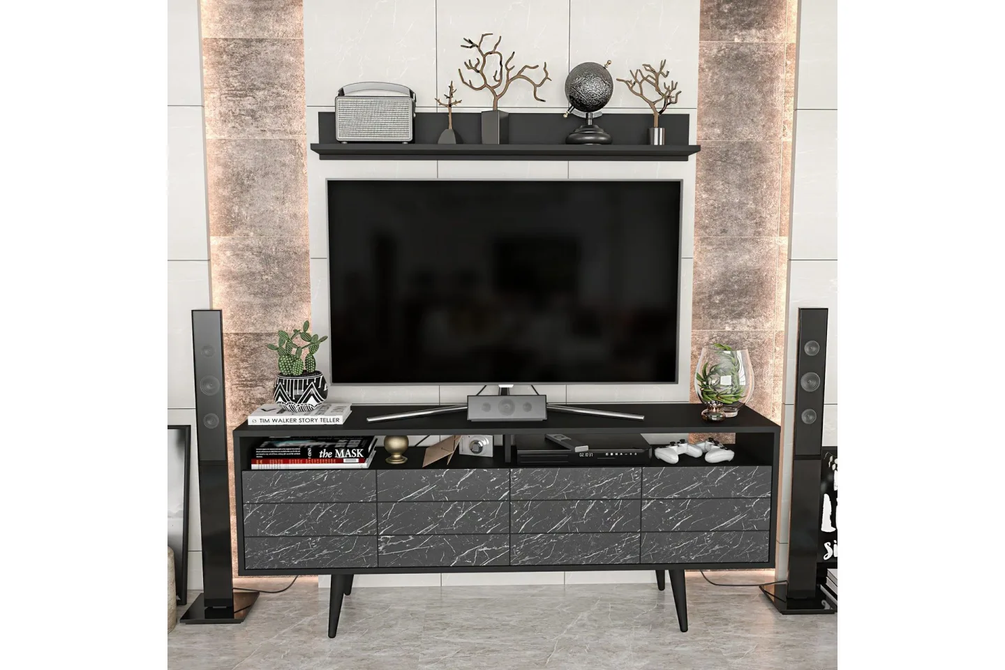 Andifli Tv-möbelset 160x64,5 cm - Svart