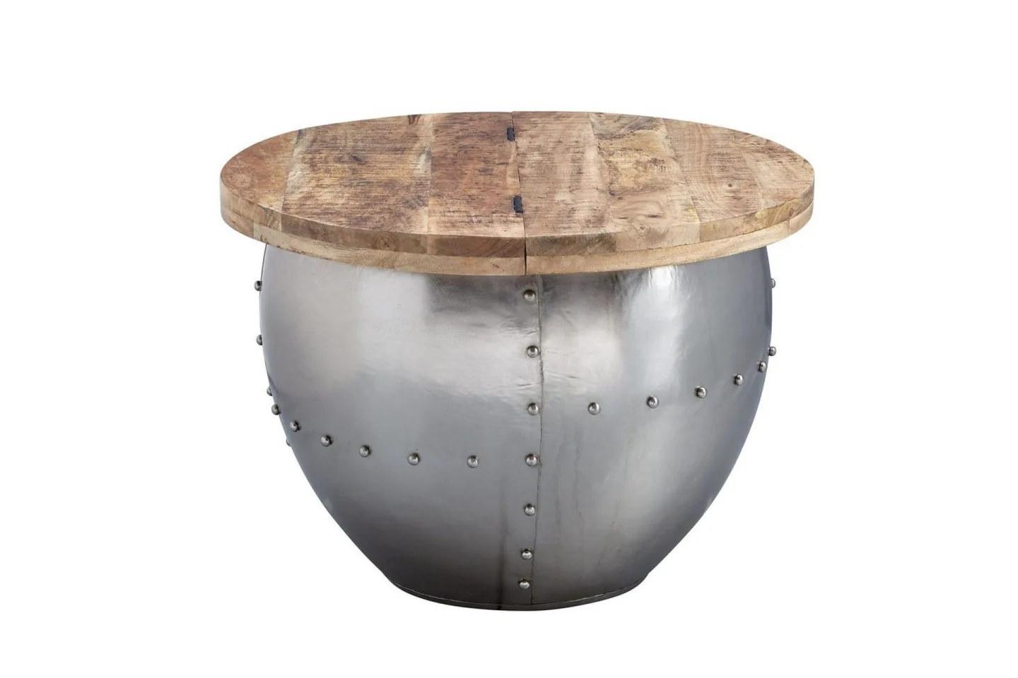 Soffbord Wohnling Massivt trä 60 cm Industriell nitad förvaringsutrymme -