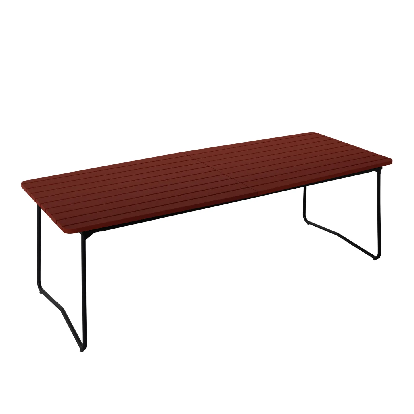 Grythyttan Stålmöbler - Table B31 230 Svart stativ Mörkröd ek - Matbord utomhus - Träfärgad - Metall/Trä