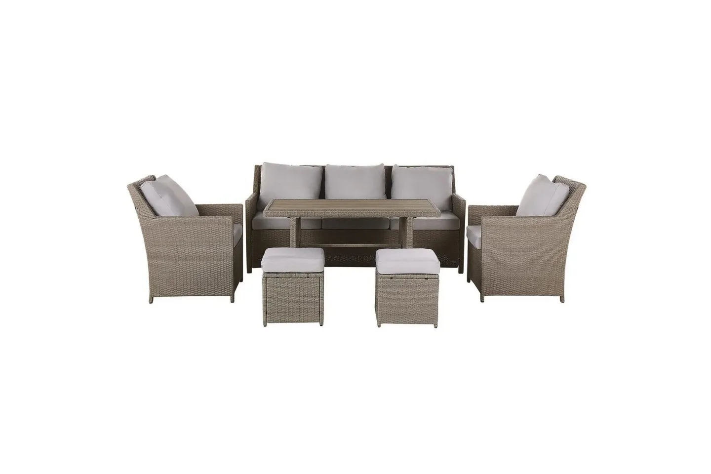 Loungegrupp med bord Fonti Natur/grå/beige - Natur/grå/beige