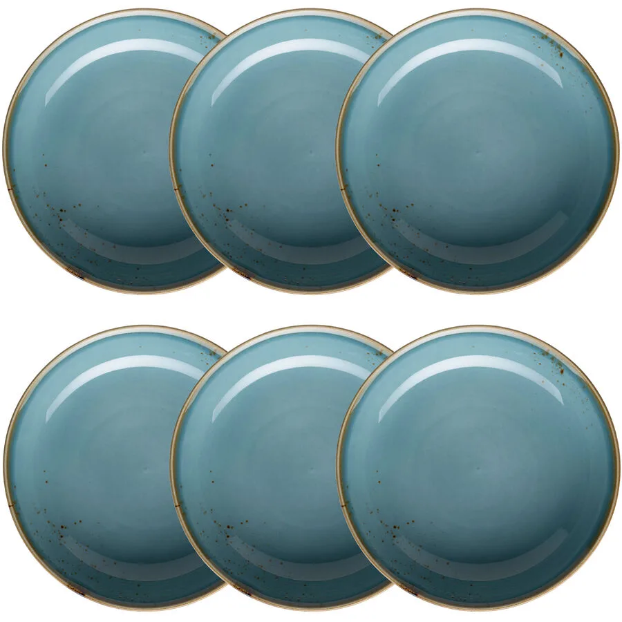 MÄSER Suppenteller-Set 6-tlg. Pintar Blau Porzellan 21 cm