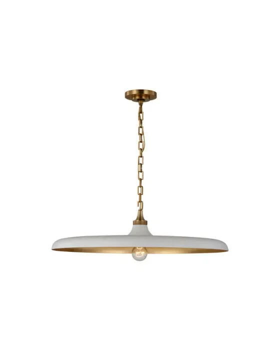 Piatto Pendant Antique Brass/White L
