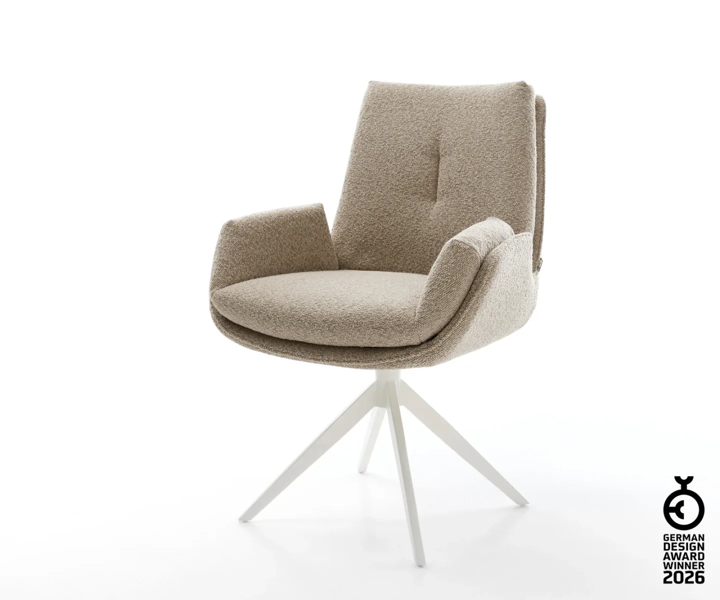Drehstuhl Clea-Flex Bouclé Schlamm Kreuzgestell breit Weiß 360° drehbar Wippfunktion