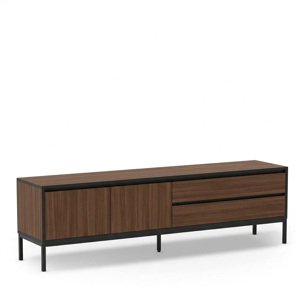 Velar TV-bänk 180x55x40 cm - Milano Walnut, Wood Black, Black