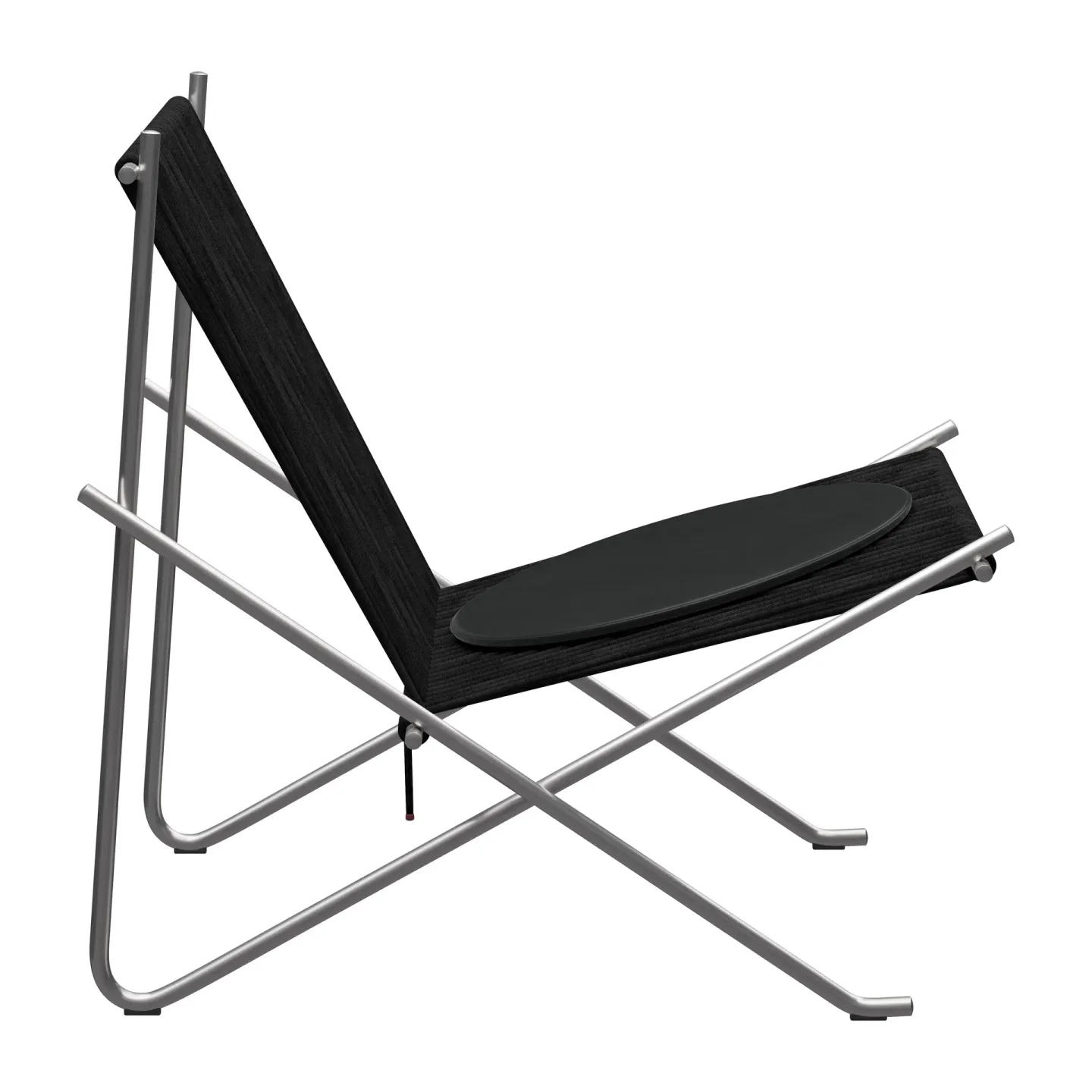 Fritz Hansen PK4 loungestol med läderdyna Rostfritt stål-svart-svart