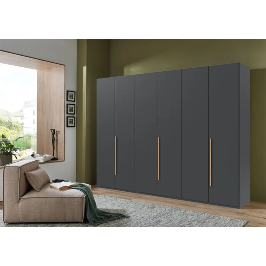 Kleiderschrank Annie Grafit - Griffe Artisan-Eiche-Nachbildung Mischholz B 270 cm