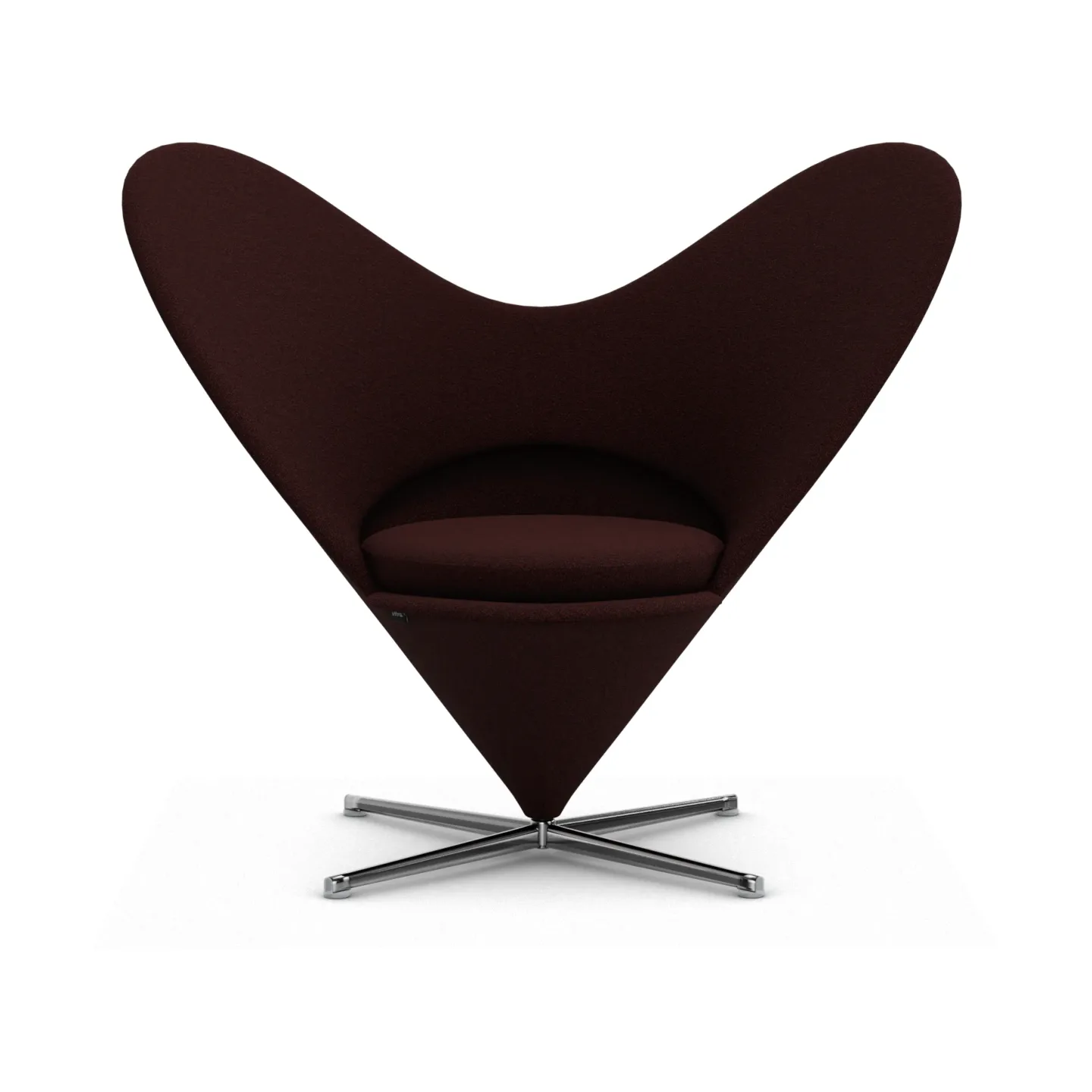 Vitra Heart Cone Chair fåtölj Cento dark red melange-rostfritt stål