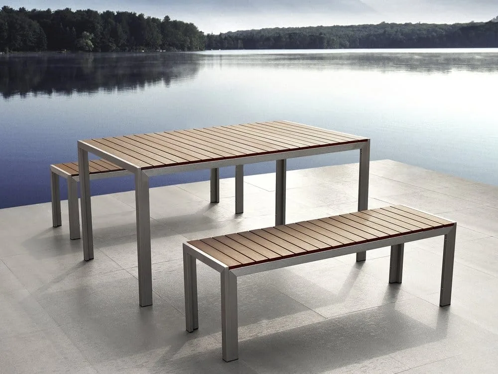 Nardo Trädgårdsmöbelset Med Utebord+Bänk Utomhus - Trä/Natur