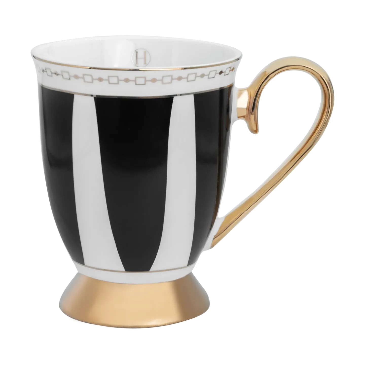 Hilke Collection Strisce Nero Tasse 28 cl Schwarz-Weiß-Gold