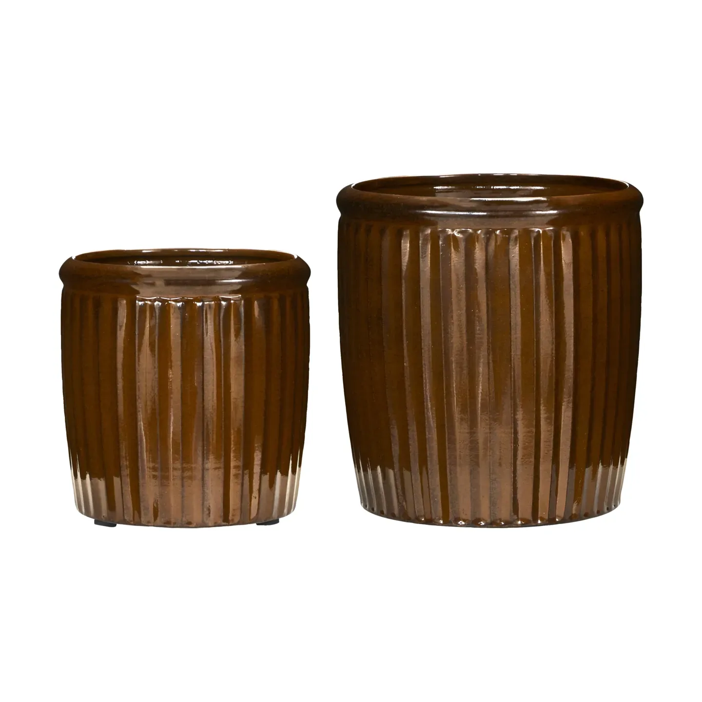 House Doctor Groove Blumentopf 2-teilig small Braun