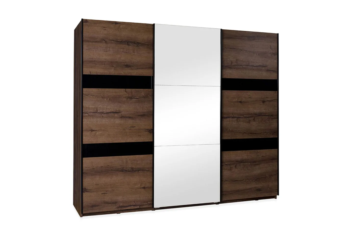 Najera Garderob 250 cm - Ek/Svart Högglans