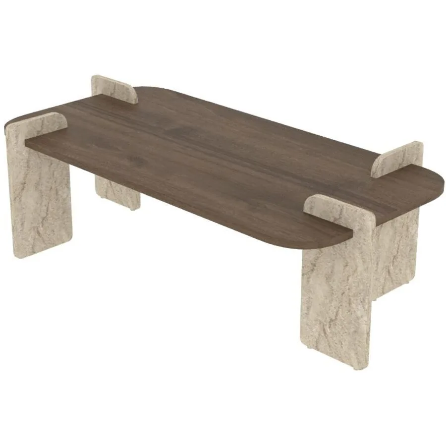 Salontisch Georis Nussbaum, Travertin 100% Melaminbeschichtete Kiefer B 120 T 60 cm