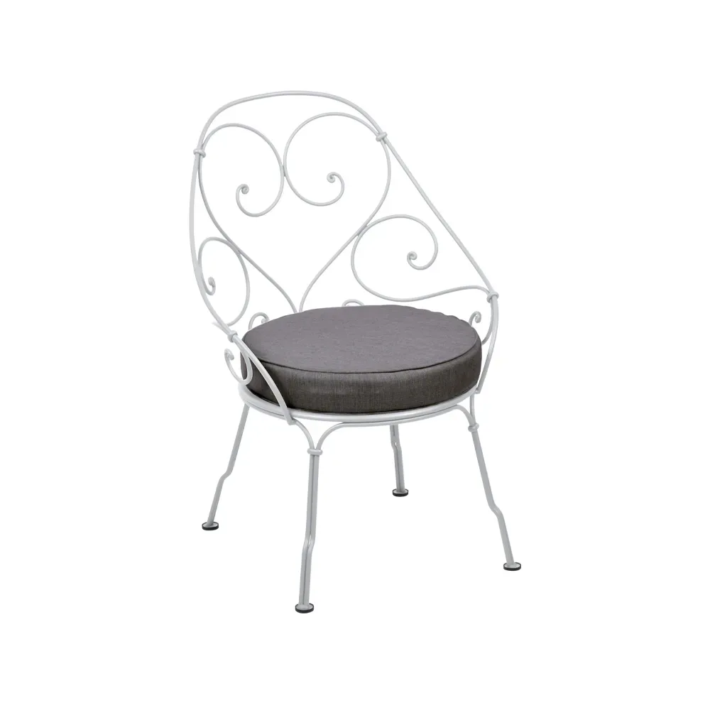 Fermob 1900 Cabriolet karmstol Cotton white (vit), graphite grey dyna