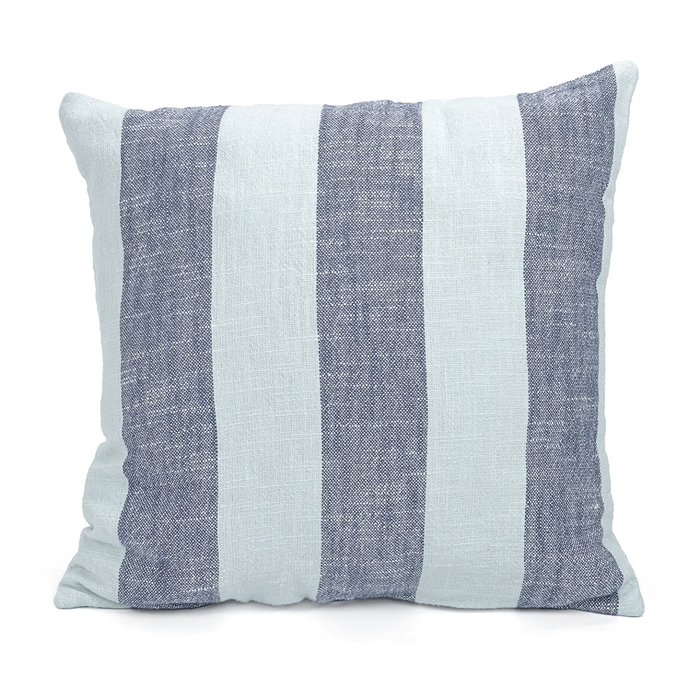 Putetrekk - Kora stripe cotton cushion cover (marineblå/lyseblå) (Størrelse: 45 x 45 cm)