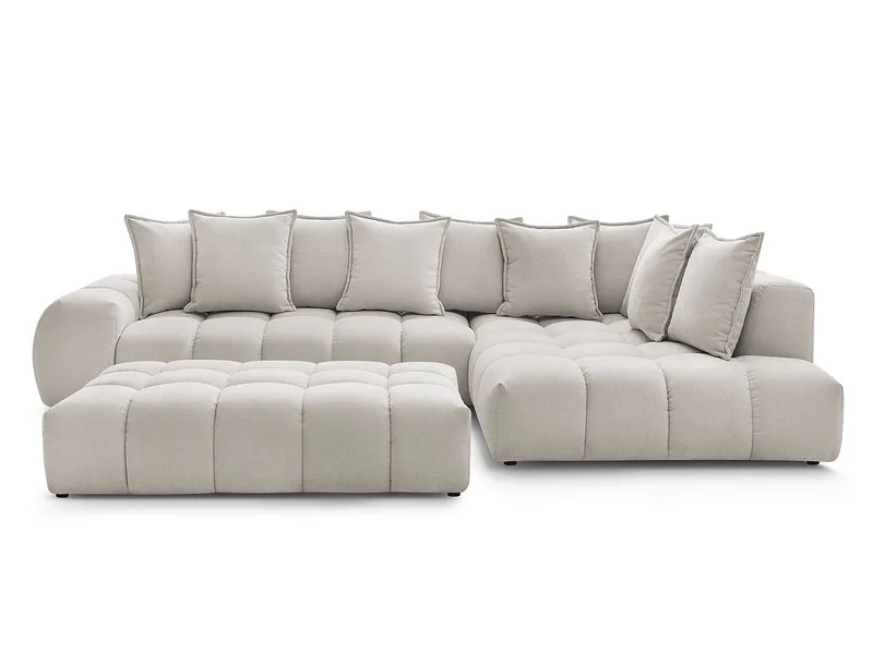 Ecksofa mit Hocker BOBOCHIC EVEREST Stoff mit Textur beige