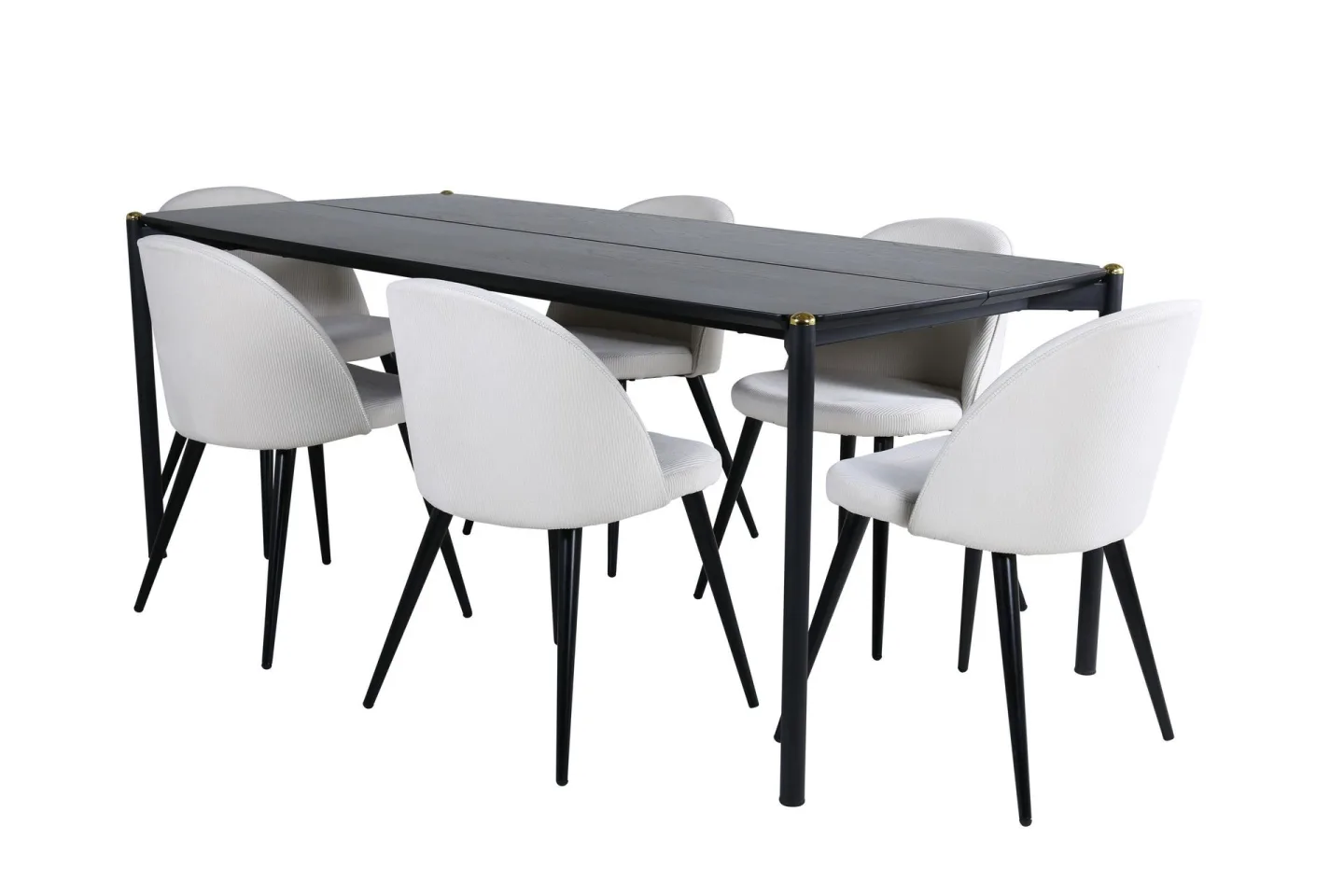 Pelle Matgrupp 190 cm Rektangulär med 6 Velvet stolar - Beige