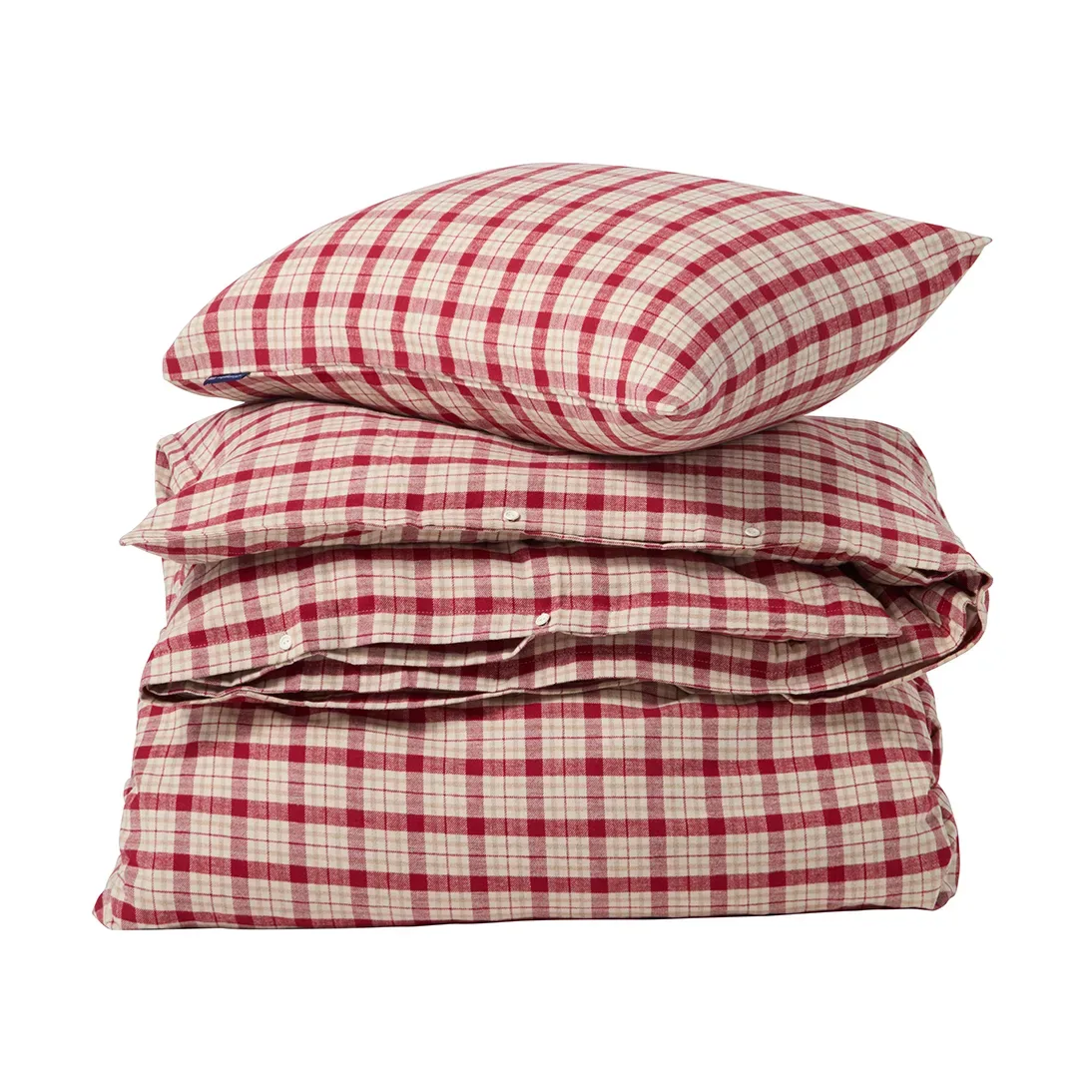 Lexington Red-beige Checked bomull flanell bäddset 2 delar 50x60 cm, 150x210 cm