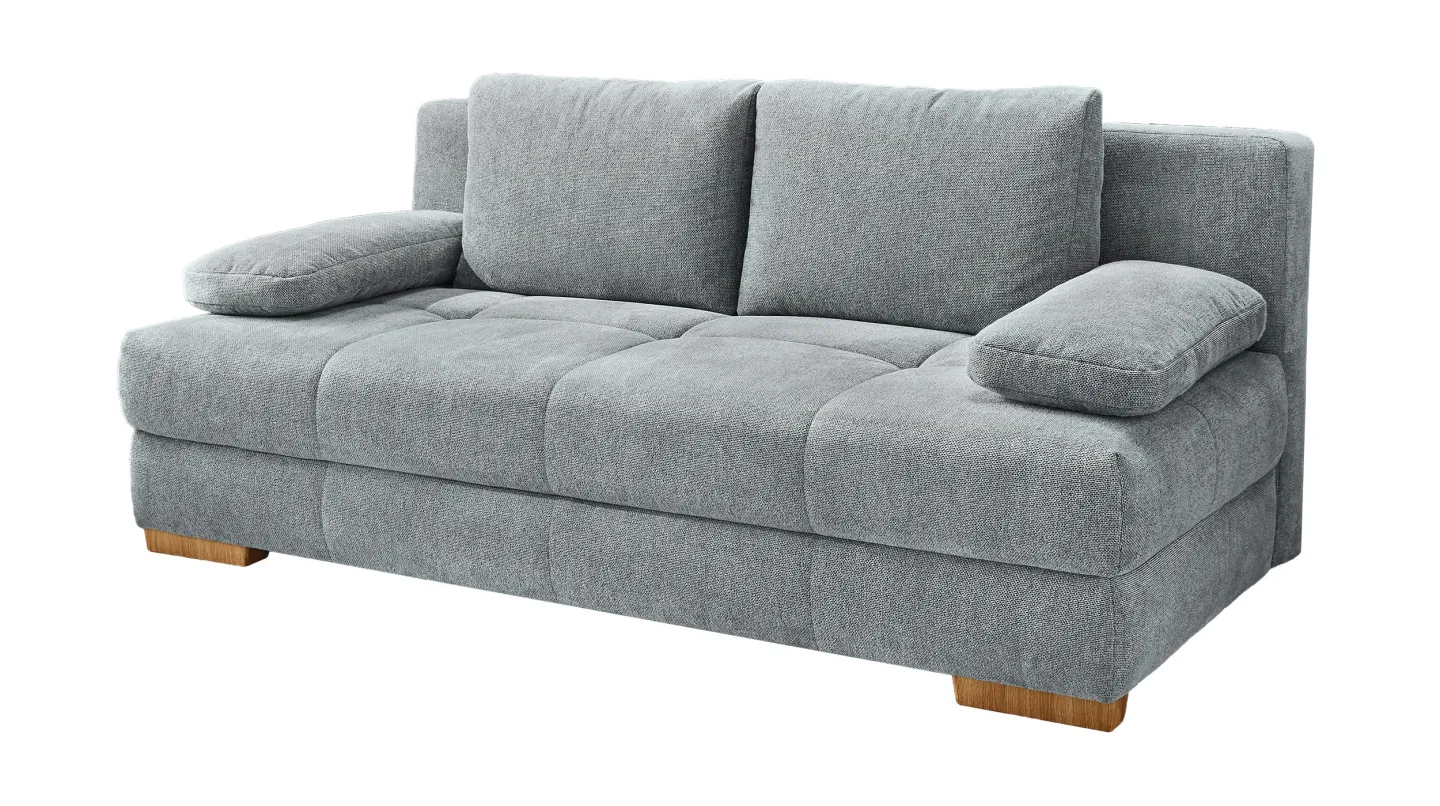 Schlafsofa Bettkasten grau Dauerschläfer Federkern 203 cm - CALLI