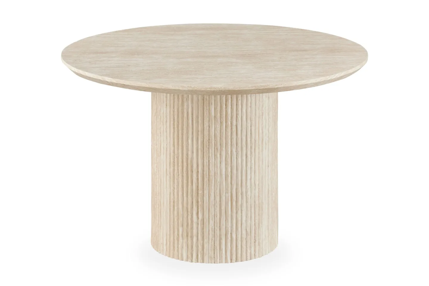 Uppveda Matbord Runt 120 cm Travertin utseende - Beige