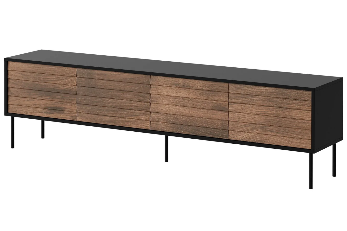 Belonger Tv-bänk 200 cm - Svart/Valnöt