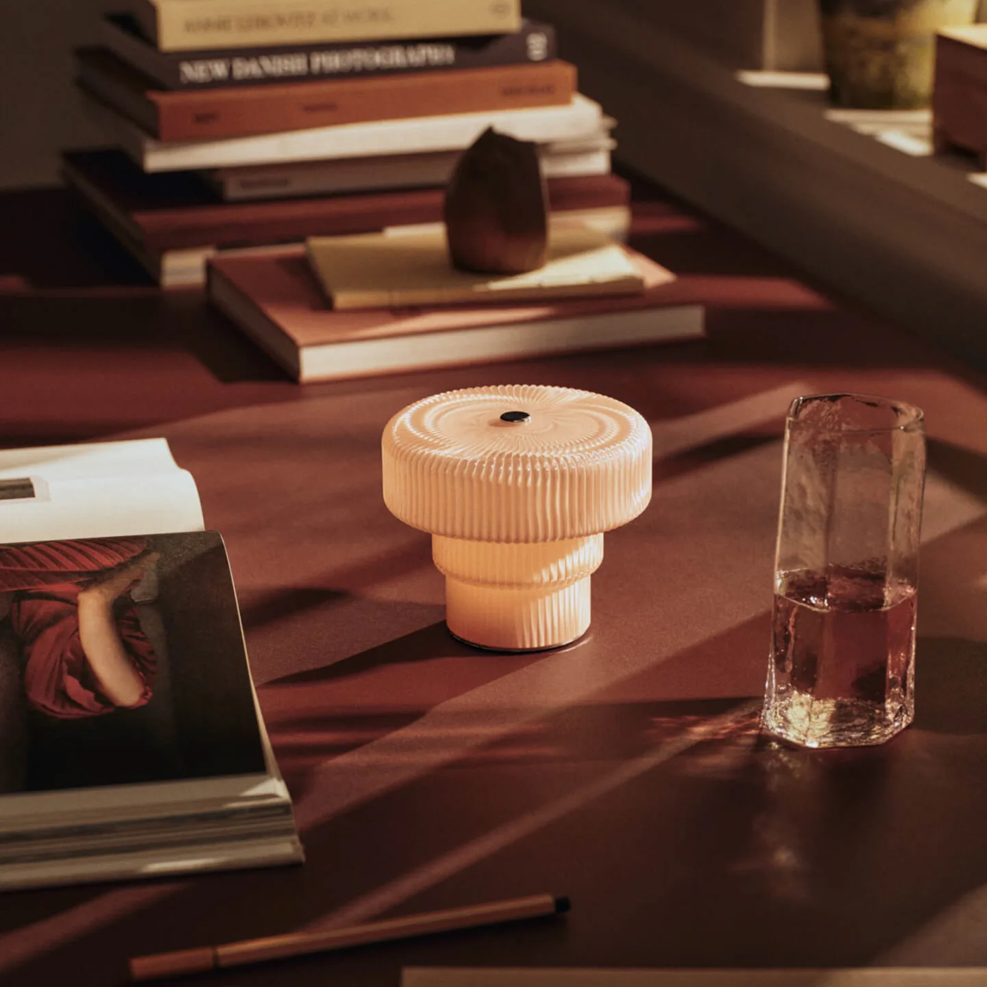 Ripple Portable Tischlampe, rosé, 10 cm, Glas - ferm LIVING - Wohnzimmer - Einflammig