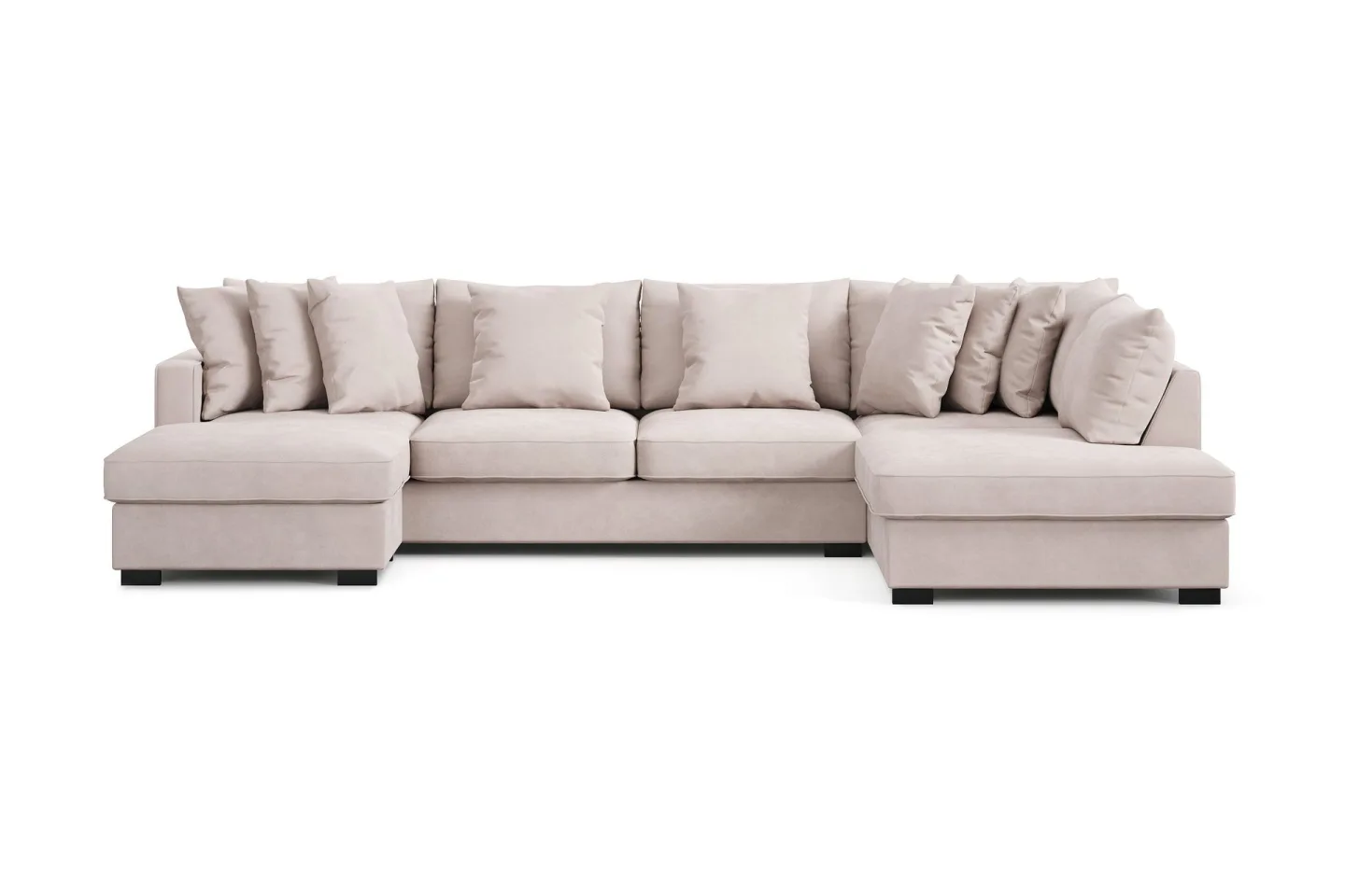 Rossita 5-sits Högervänd U-formad Djup Soffa med Divan och Schäslong i Sammet - Beige
