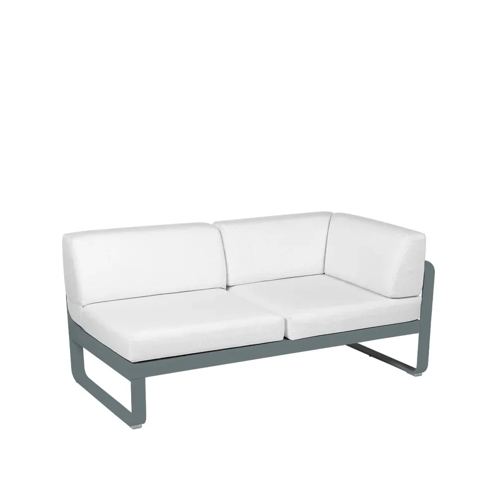 Fermob Bellevie Corner modulsoffa 2-sits Storm grey (grå), offwhite dyna, höger