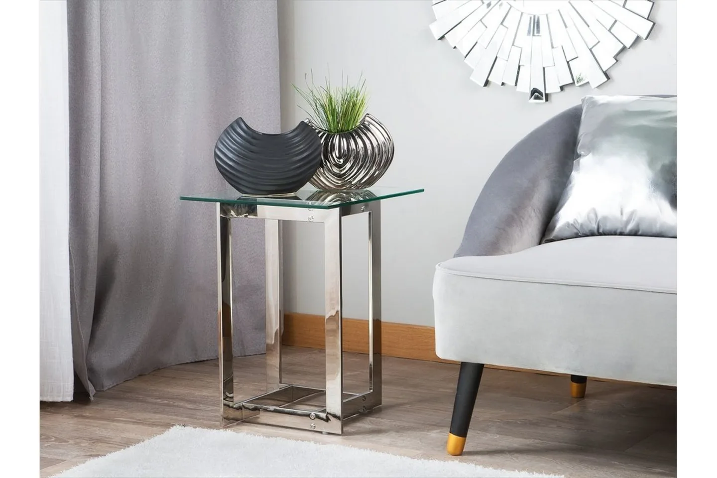 Sidobord Crystal 40 cm - Silver