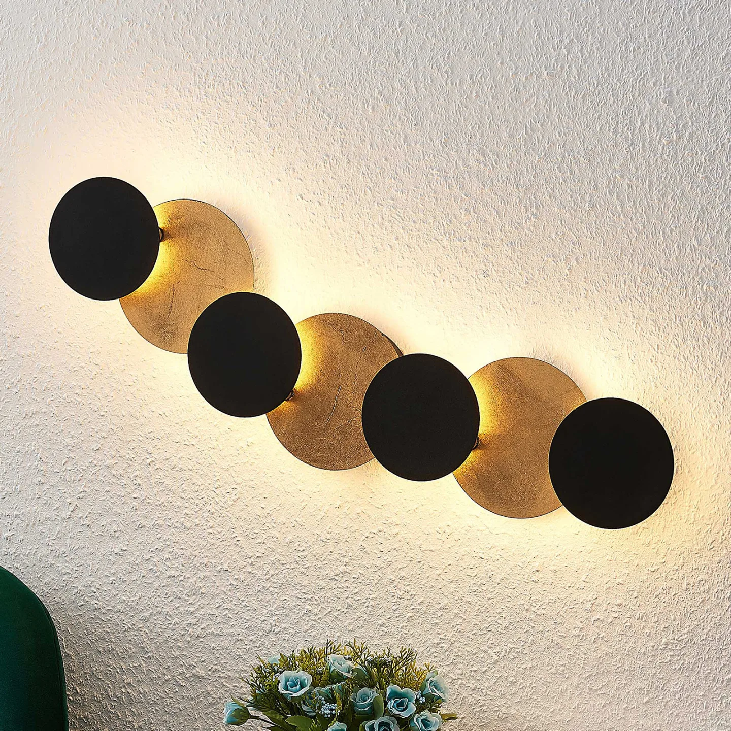 Grazyna 9 LED Wandleuchte Black/Gold - Lindby - Wohnzimmer - Modern - Metall - Mehrflammig