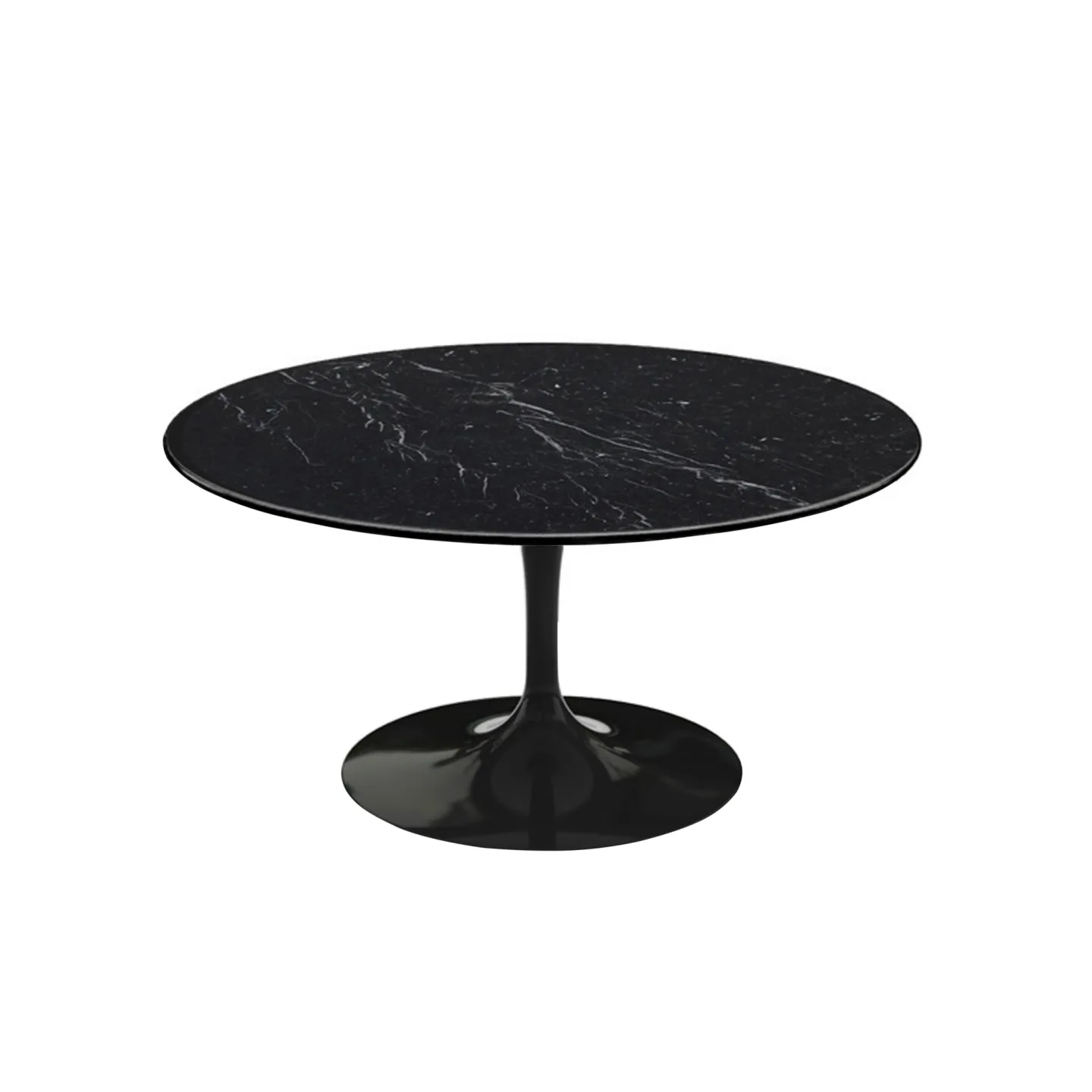 Knoll - Saarinen Round Table - Soffbord, Svart underrede, skiva i matt svart Marquina marmor, H: 38, Ø 91 - Soffbord - Eero Saarinen - Svart - Metall/Sten