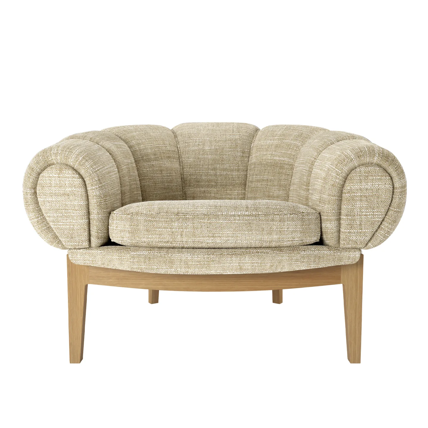 Gubi - Croissant Lounge Chair, Solid Oak Oiled, Prisgrupp 6 Tyg Dedar Smilla T1902/001 - Fåtöljer - Illum Wikkelsø - Träfärgad - Trä/Textilmaterial