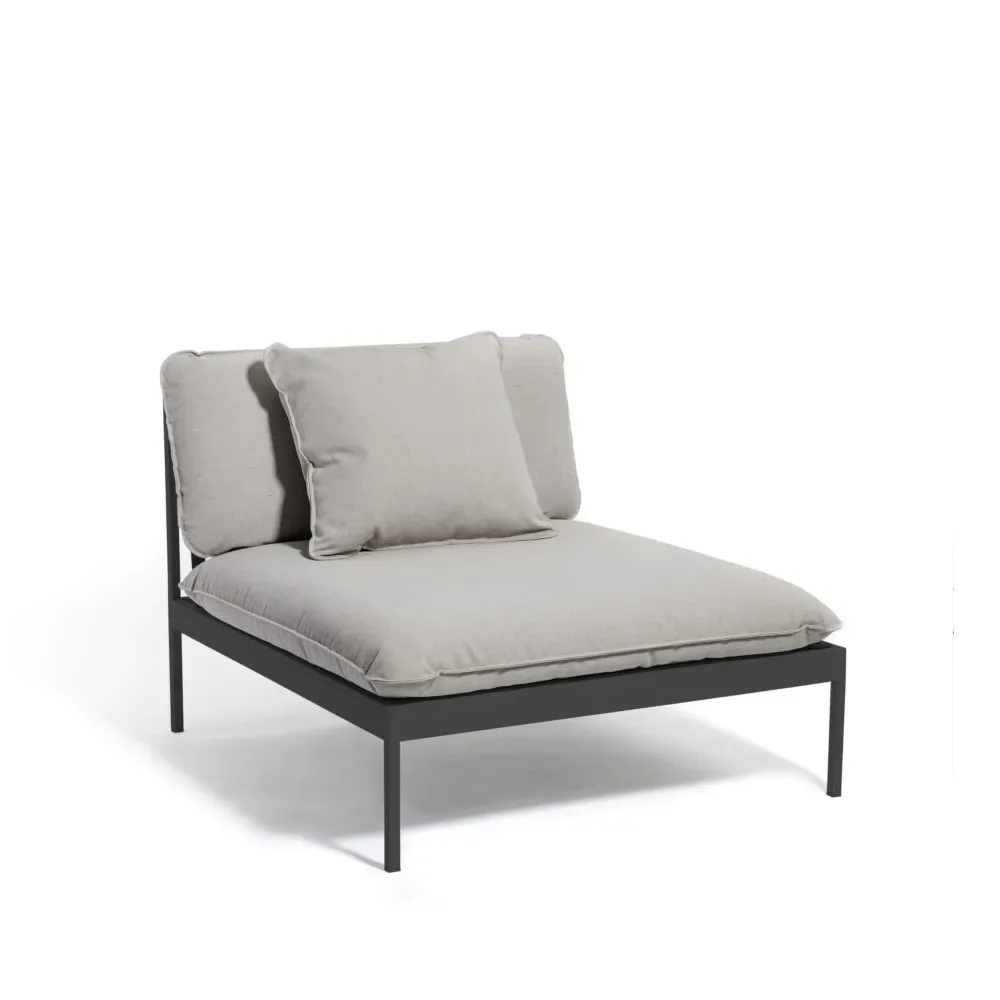 Skargaarden Bönan modulsoffa Sunbrella Sling light grey, 1-sits, mörkgrå aluminium ram