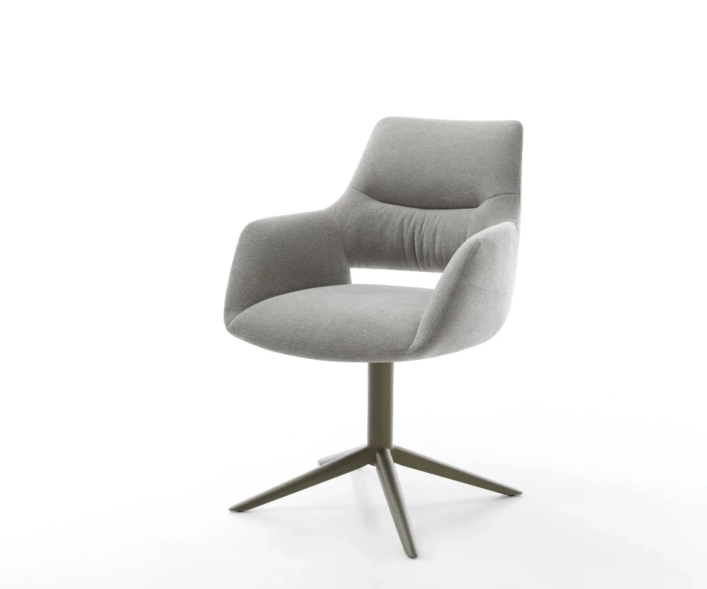 Drehstuhl Yago-Flex mit Armlehnen Strukturstoff Soft Grau Fußkreuz Effektfinish Titan 360° drehbar Wippfunktion Taschenfederkern