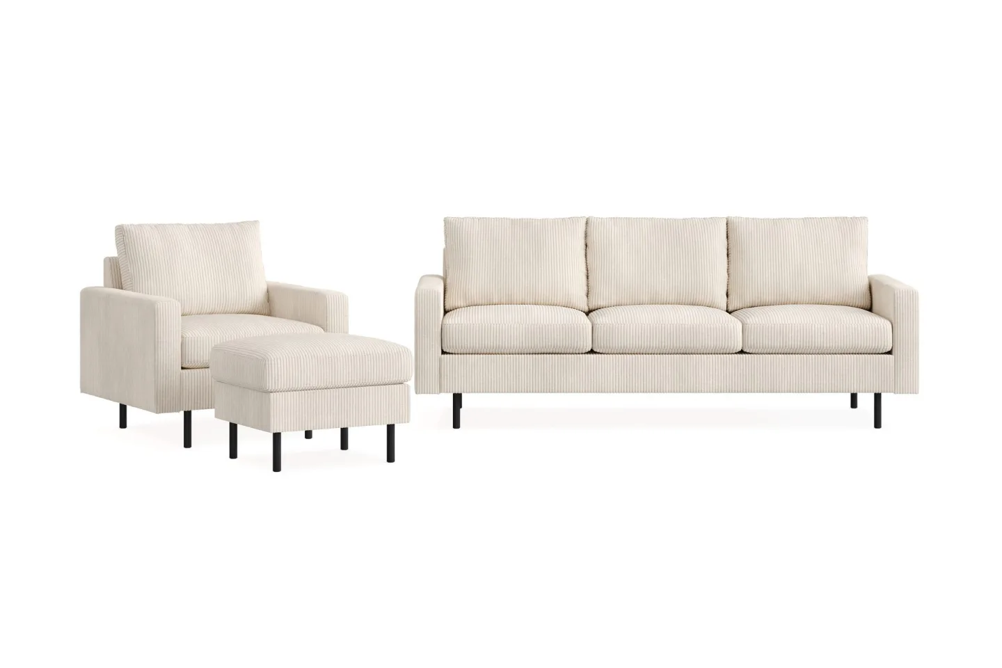 Peppe Soffgrupp 3-sits Soffa + Fåtölj + Fotpall i Manchester - Beige