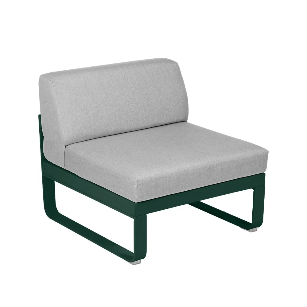 Fermob Bellevie Central modulsoffa Cedar green (grön), flannel grey dyna, 1-sits