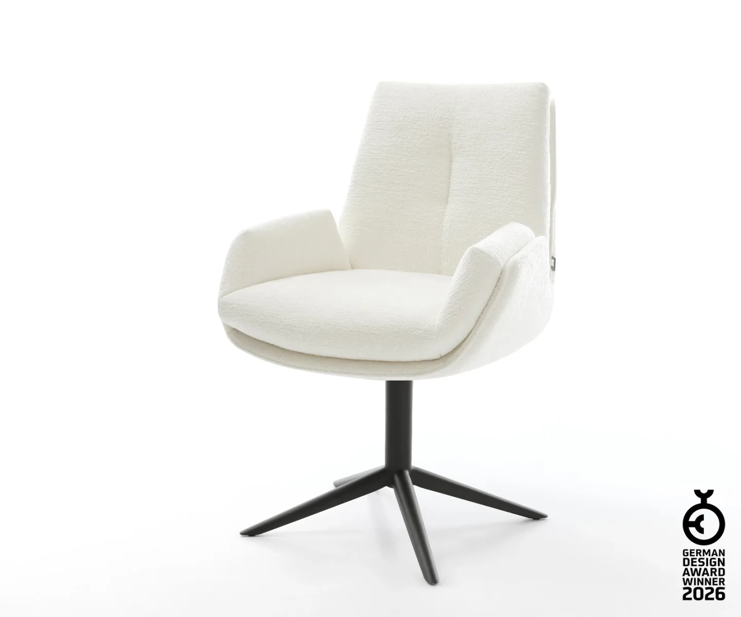Drehstuhl Clea-Flex Bouclé Soft Beige Fußkreuz Schwarz 360° drehbar Wippfunktion