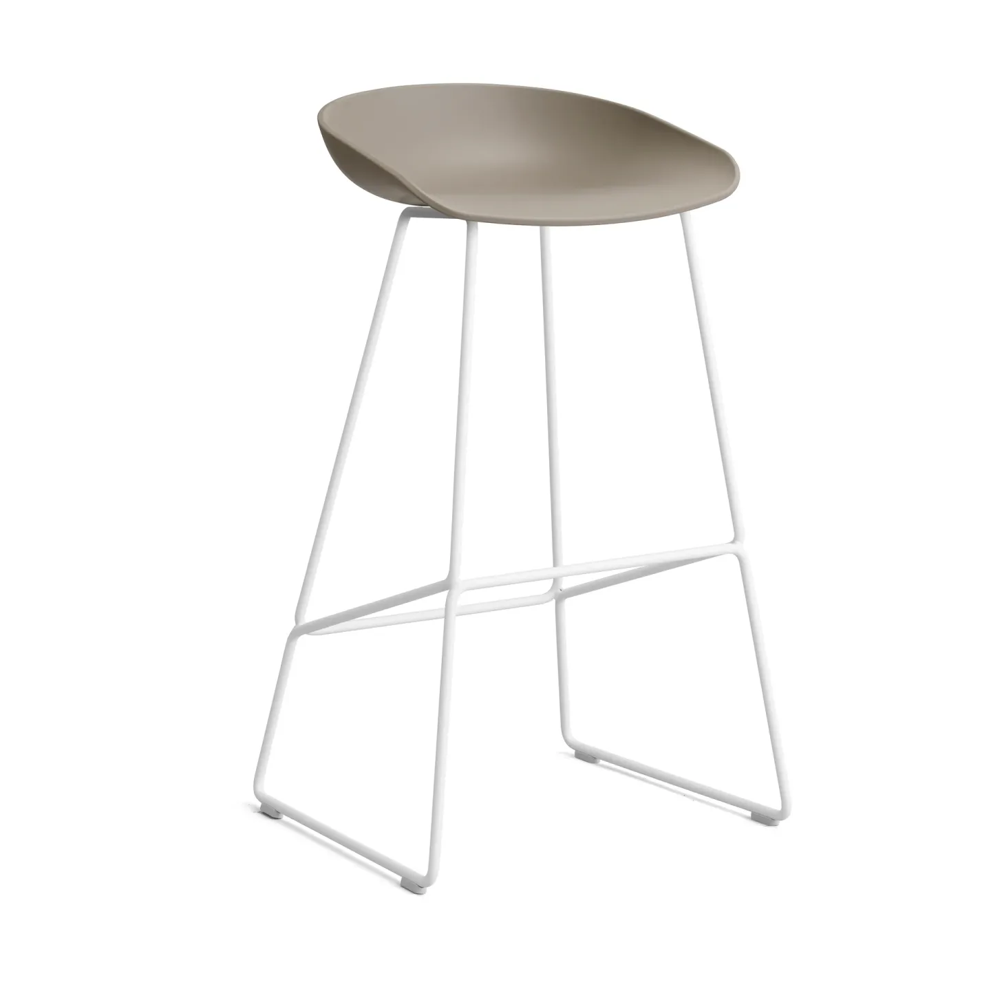 HAY About a Stool 38 High Barhocker 2.0 Khaki-weißes Stahlgestell