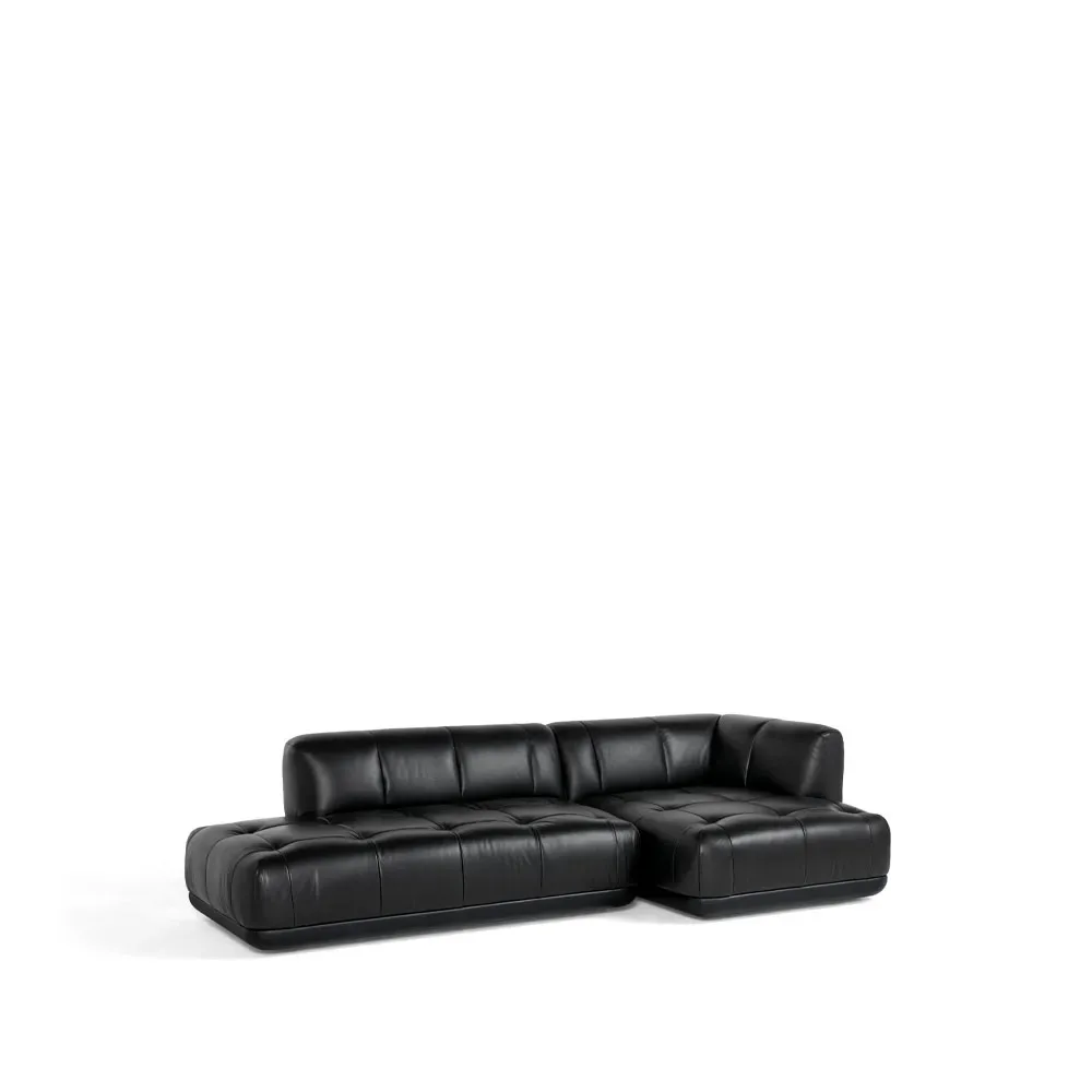 HAY Quilton Kombination 21 Modulsofa rechtsgestellt Leder Sense black