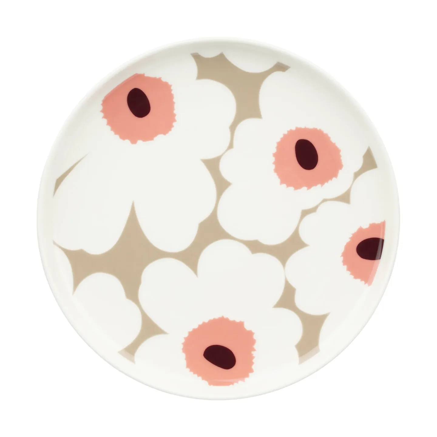 Marimekko Unikko Teller Ø20cm White-clay-powder-dark wine