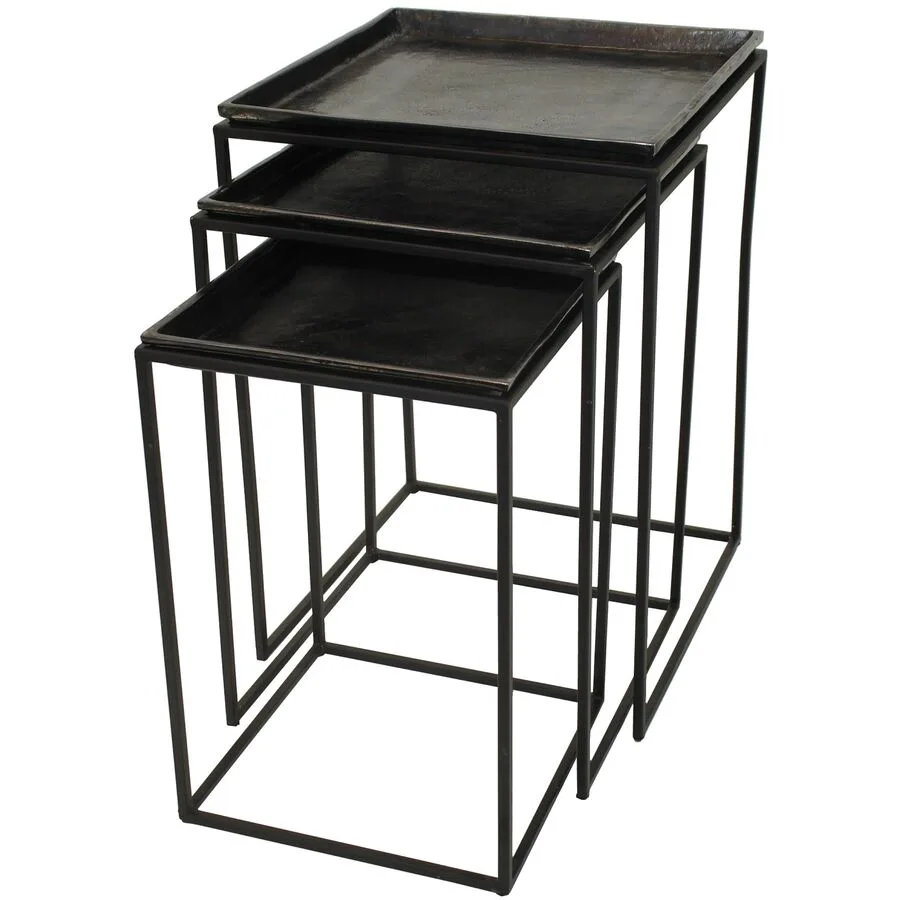 Beistelltisch 2er-Set Mees schwarz Aluminium B 40 H 55 cm