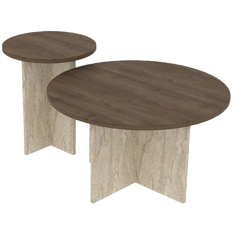 Salontisch Georis Nussbaum, Travertin 100% Melaminbeschichtete Kiefer B 70 T 70 cm