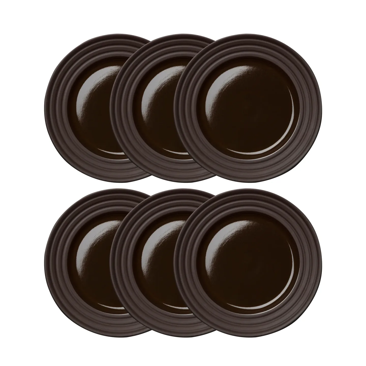 NJRD Lines assiett Ø21 cm 6-pack Brun
