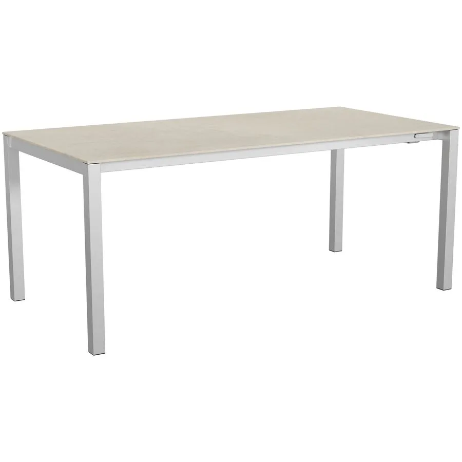 Gartentisch ausziehbar Campo Grande Edelstahl gebürstet / Travertino Romano Keramik/Edelstahl B 180 T 90 cm - Möbel Konfigurator: Traummöbel