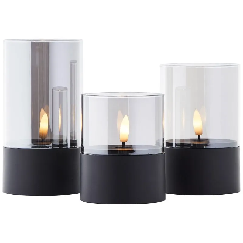 Brilliant - Bougie 3-pack - Batteriljus - Svart/Rökfärgad
