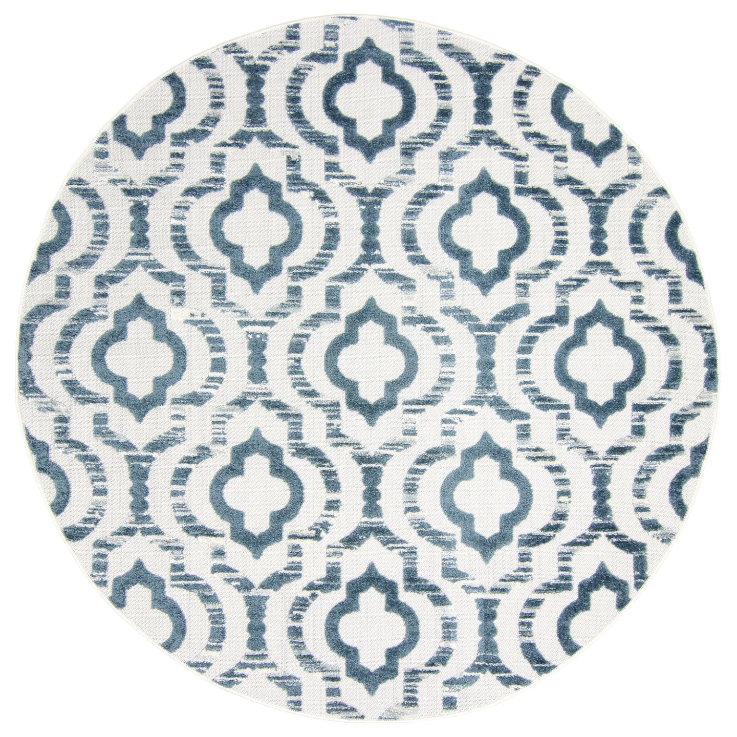 Runde tepper - Indoor/Outdoor Trenton (hvit/blå) (Størrelse: Ø 160 cm)
