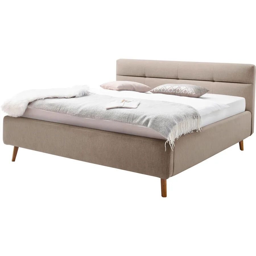 Bett Euvil Beige Bezug Stoff 160 x 200 cm