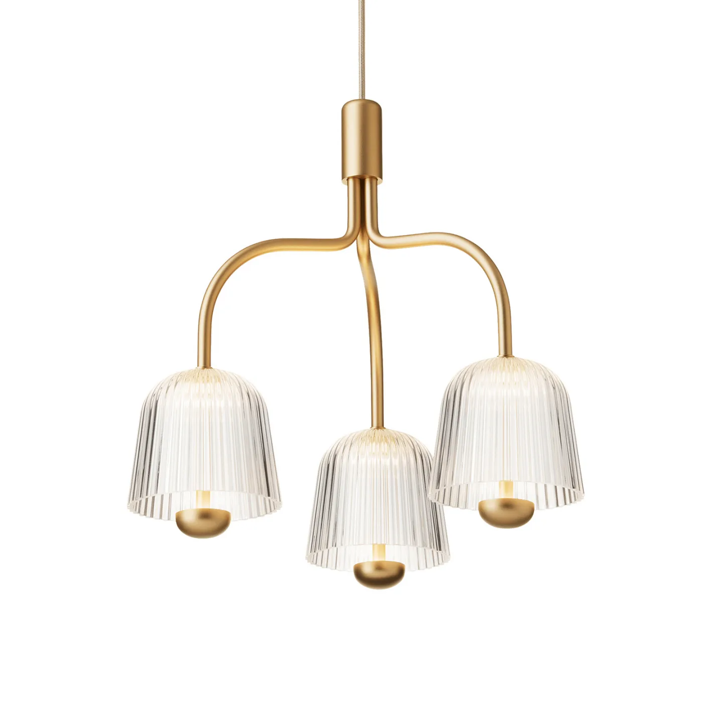 Asteea 3 Hängeleuchte Ø 40 cm Messing/Klar - Nuura Nuura Aps - Wohnzimmer - Skandinavisch - Metall - Mehrflammig